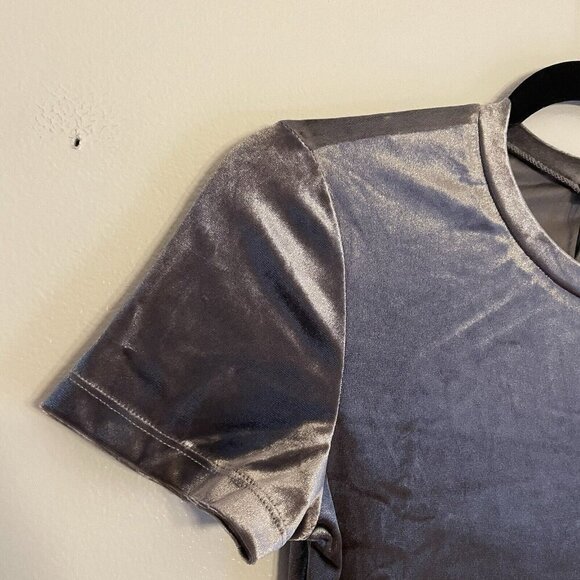 Zara Women S Taupe Grey Metallic Velvet Side Slit Fitted Bodycon Midi Dress NWT - Picture 8 of 12